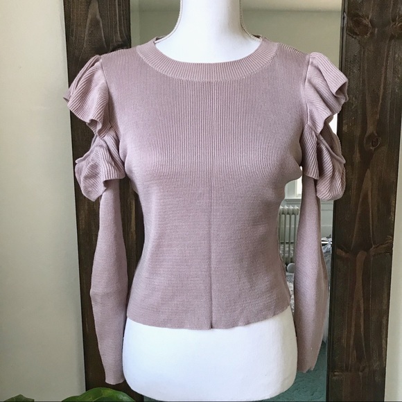 ✨She + Sky Dusty Lilac Crop Ruffle Sweater Top - Picture 1 of 7